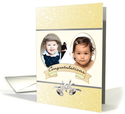 Wedding Congratulations Photocard Bride Groom Silver Bells card