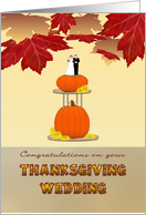 Congratulations Thanksgiving Wedding Pumpkin Cake Bride and Groom card