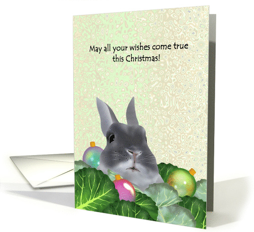 Christmas Bunny Surrounded By Yummy Greens And Baubles card (1402280)