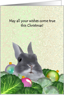 Christmas Bunny Surrounded By Yummy Greens And Baubles card