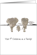 1st Christmas as Parents Elephant Family on a Stroll in the Plains card