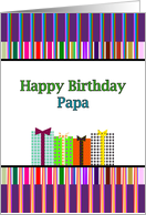 Birthday for Papa Colorful Stripes and Colorful Presents card