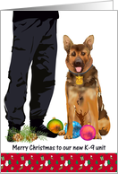 Christmas for K-9 unit police officer and police dog card