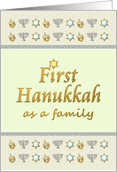1st Hanukkah as a Family Star of David Dreidel and Menorah card
