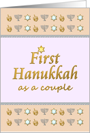 1st Hanukkah as a Couple Star of David Dreidel and Menorah card