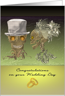 Gothic Wedding Congratulations Decorated Skeletal Heads card