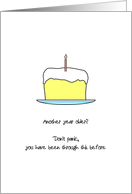 Birthday humor, cake with candle card