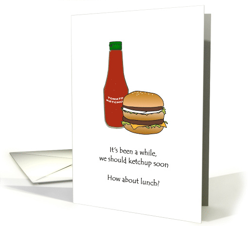 Ketchup Over Lunch Invitation Cheeseburger and Bottle of Ketchup card