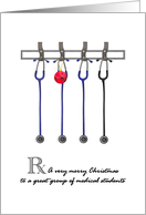 Christmas for Medical Students Stethoscope Hanging on Clothes Rack card