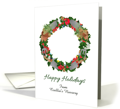 Custom Happy Holidays Nursery To Customers Holiday Wreath card