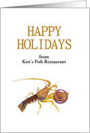 Custom Happy Holidays Fish Restaurant to Customers Ise-Ebi Lobster card