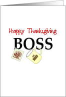 Thanksgiving for Boss Coffee Cup and Turkey Drawing on Notecard card