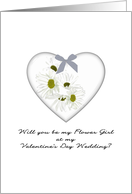 Be My Flower Girl For Valentine’s Day Wedding Daisies In Glass Heart card
