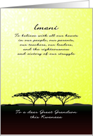 Kwanzaa Seven Principles For Great Grandson Imani Faith card