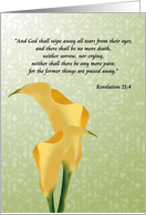 For Pastor on Loss of Loved One Yellow Arum Lily Sympathy card