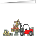 New Year Greeting For Forklift Operator Lifting A Very Happy New Year card