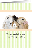 Valentine’s Day Two Labradors Snuggling Up Close Love And Romance card