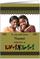 Photocard Kwanzaa For Half Sister Fancy Borders Kinara With Candles card