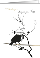 With Deepest Sympathy Crow with Head Down and Perched on Rope card