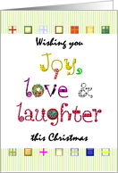 Christmas Joy Love And Laughter Candy Cane Holiday Wreath Presents card