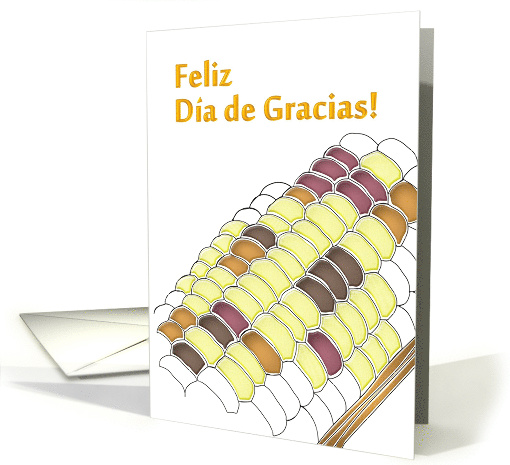 Happy Thanksgiving in Spanish Fun Illustration of a Corncob card