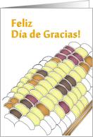 Happy Thanksgiving in Spanish Fun Illustration of a Corncob card