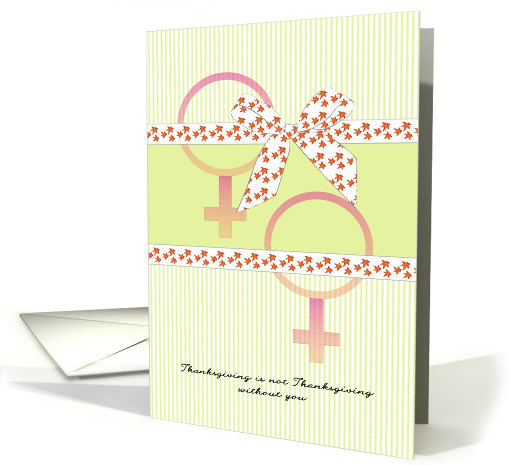 Thanksgiving Female Gender Symbols Fall Foliage Ribbon Design card