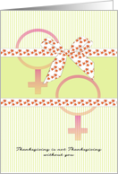 Thanksgiving Female Gender Symbols Fall Foliage Ribbon Design card