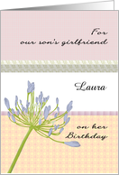 Customizable Birthday Son’s Girlfriend Agapanthus Fancy Borders card