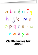 Customizable name congratulations knowing your A B Cs, alphabets card