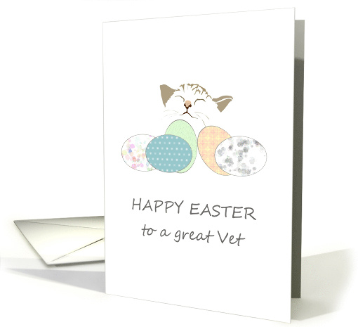 Easter Greetings for Veterinarian Happy Cat and Colorful... (1413416)