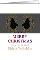 Christmas for dialysis technician, kidney cross-section illustration card
