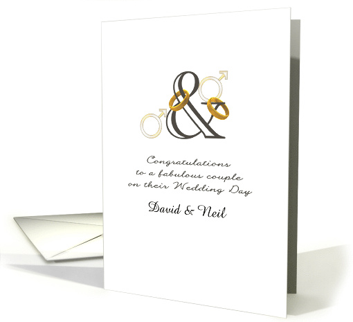 Custom Congratulations Gay Wedding Gold Rings On Logogram & card