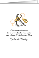 Custom Congratulations Lesbian Wedding Rings On Logogram & card