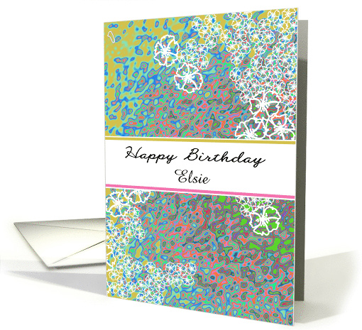 Birthday customizable name, white florals on colorful... (1415130)