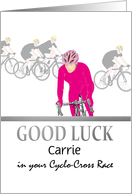 Good Luck Female Participant In Cyclo Cross Race Custom card