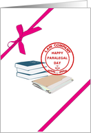 Paralegal Day Law Text Books Client Files Pink Ribbon card