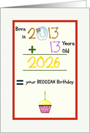 Beddian Birthday In 2024 Born in 2012 12 Years Old Adding up Numbers card