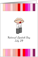 National Lipstick Day July 29 Soft Pink Lips Mauve and Red Lipsticks card