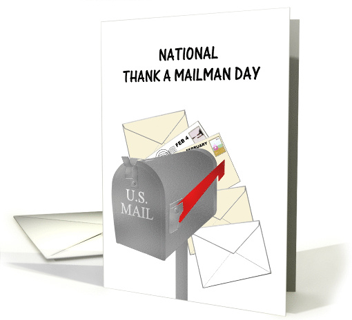 National Thank A Mailman Day February 4 Mailbox and Letters card