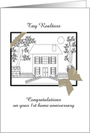 Customizable Year Home Anniversary Realtors to Clients House Drawing card