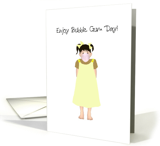 Bubble Gum Day, girl blowing bubble with bubble gum card (1420414)