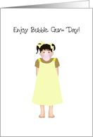 Bubble Gum Day, girl blowing bubble with bubble gum card