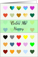 Thinking of you, color me happy, colorful hearts card