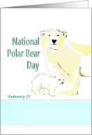 National Polar Bear Day February 27 Sketch of Mom and Baby Bears card