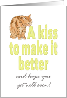 Cute Cat Licking Words Kiss Better Get Well for Granddaughter card