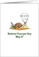 National Escargot Day May 24 Snail Beside Garlic Bulb and Butter card