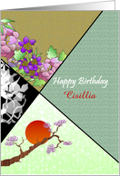 Customizable birthday name, patches of pretty florals card