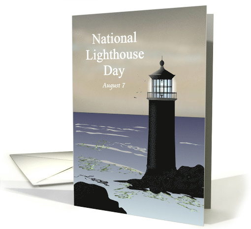 National Lighthouse Day Beacon of Light Out to Sea card (1421514)