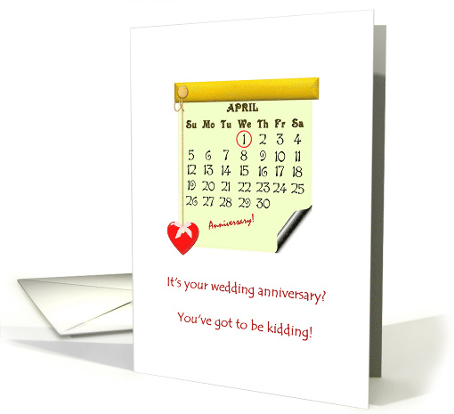 Wedding Anniversary April Fools' Day 2026 Calendar Date... (1421806)